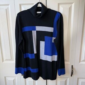 Luxe 360 Colorblock Soft Turtleneck Pullover Sweater Womens Size Large